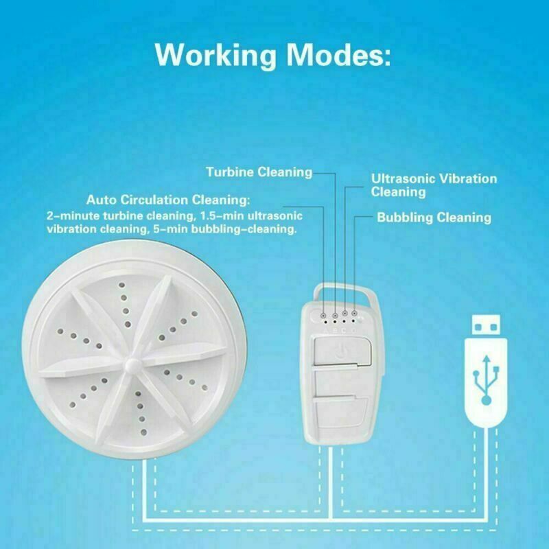 3 in 1 Compact Washing Machine Ultrasonic Rotating Bubbler Turbo Laundry Washer