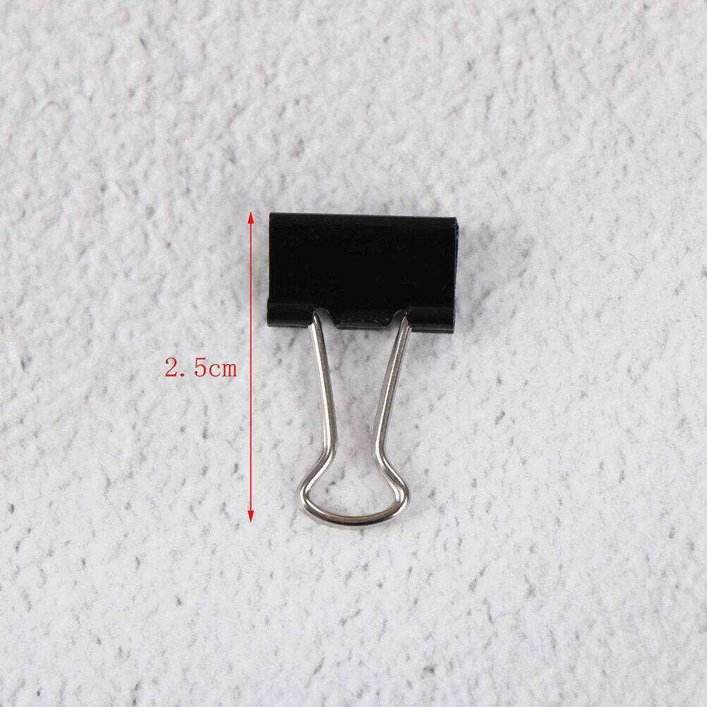 12Pcs`Black Metal Binder Clips File Paper Clip Photo Stationary Office Suppli.DD