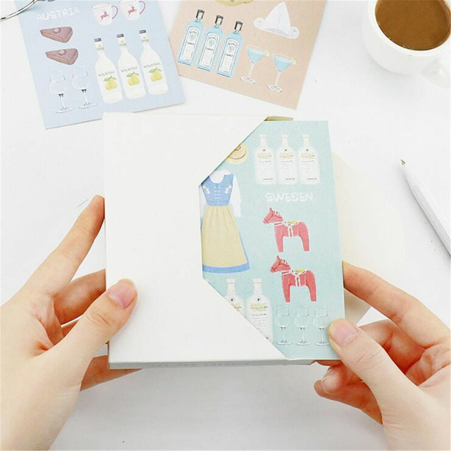 30pcs/Box Travel Postcard CartoonÂ Cultural and Customs Posters Wall Decor 14x9cm