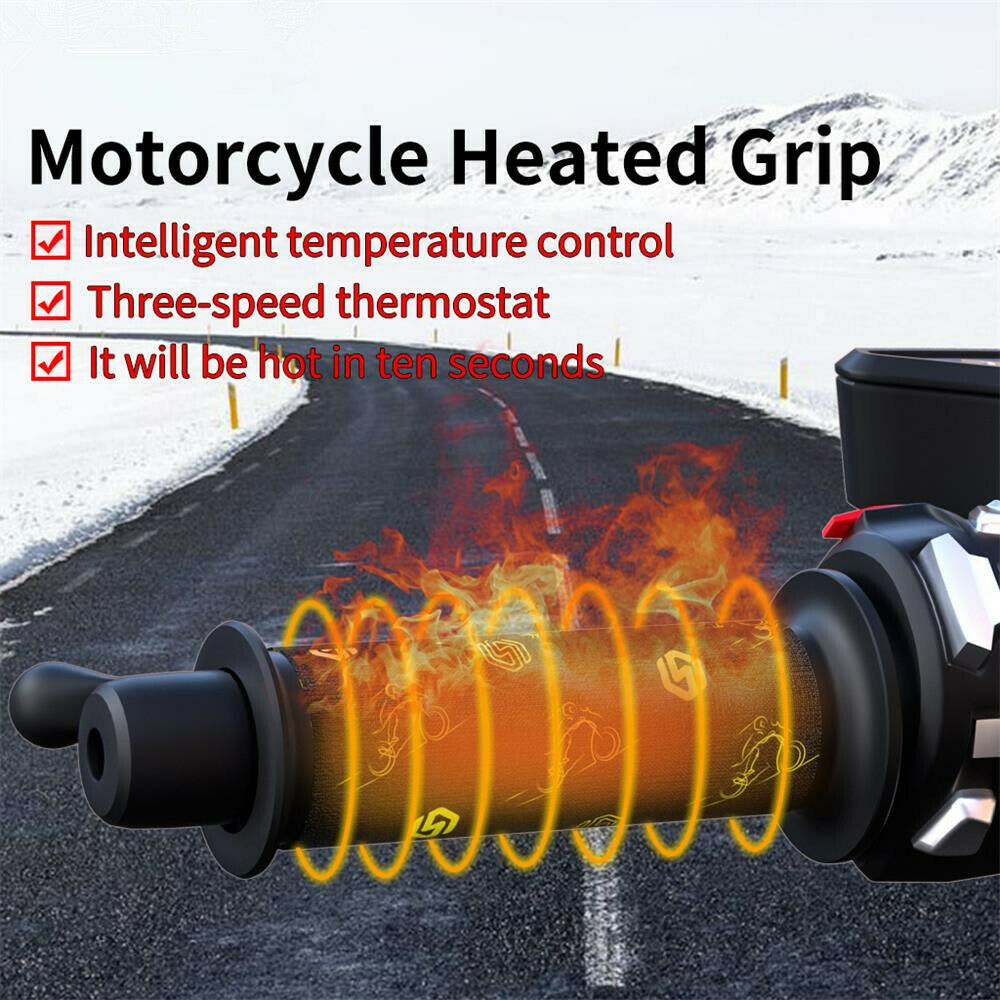 Motorcycle Three-speed Heating Electric Handle Grip Cover Handlebar Warmer Black