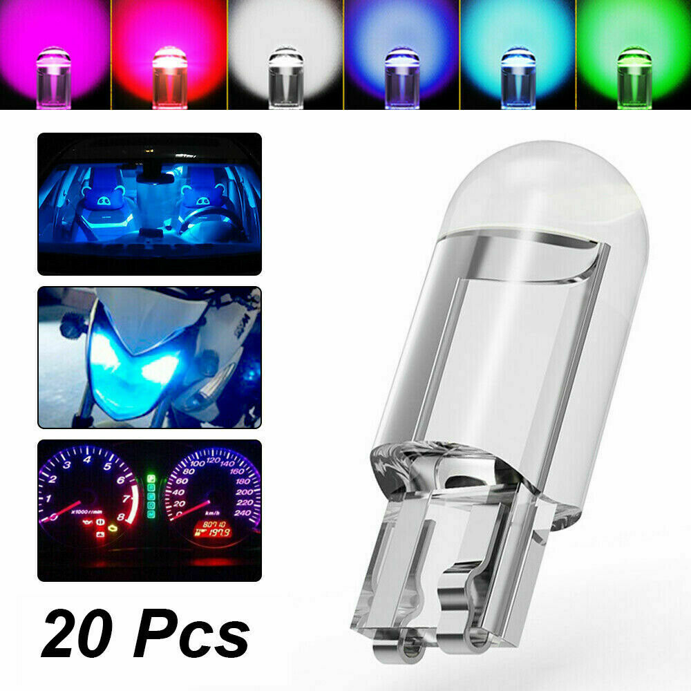 20PCS White T10 194 168 COB Bulb Car W5W Wedge Dash Roof Stop Parker Plate Light