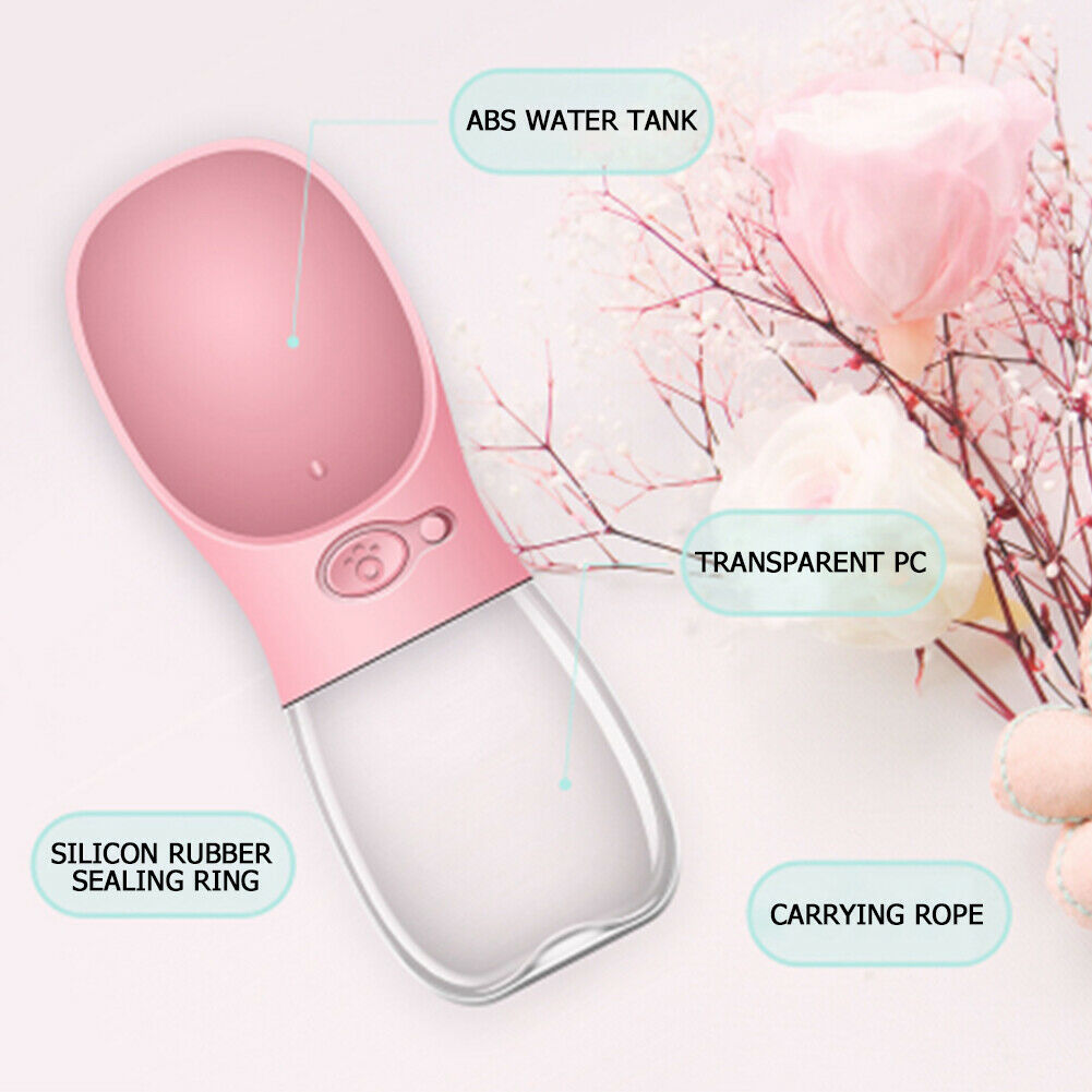 Pet Dog Cat Water Bottle Portable Travel Cups Outdoor Feeder Drinking Bowl @