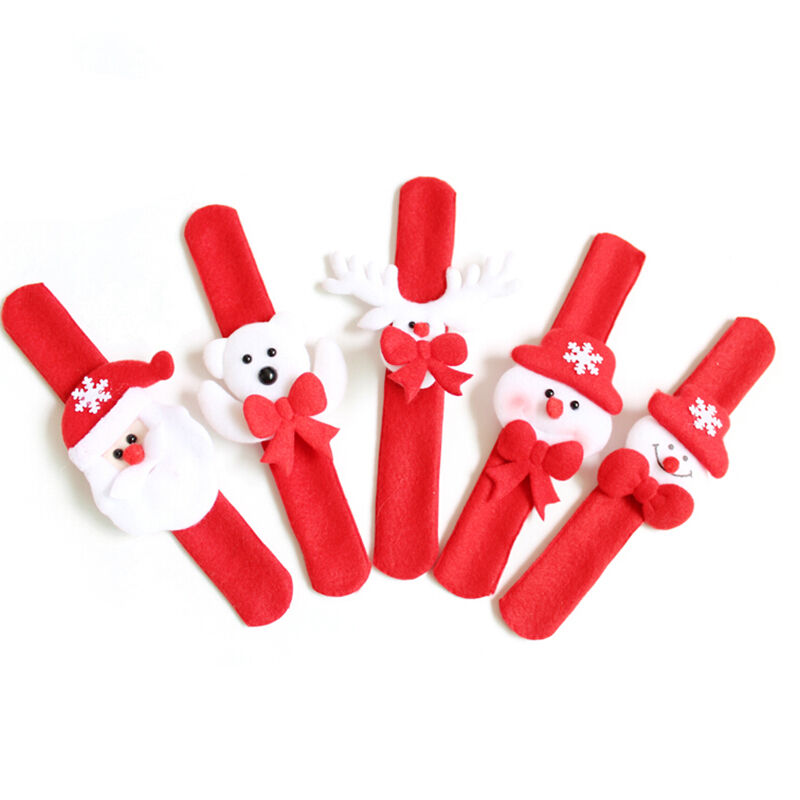 1pc New Christmas Santa Claus Snowman Dog Bear Plush Slap Bracelet Gift S.DD