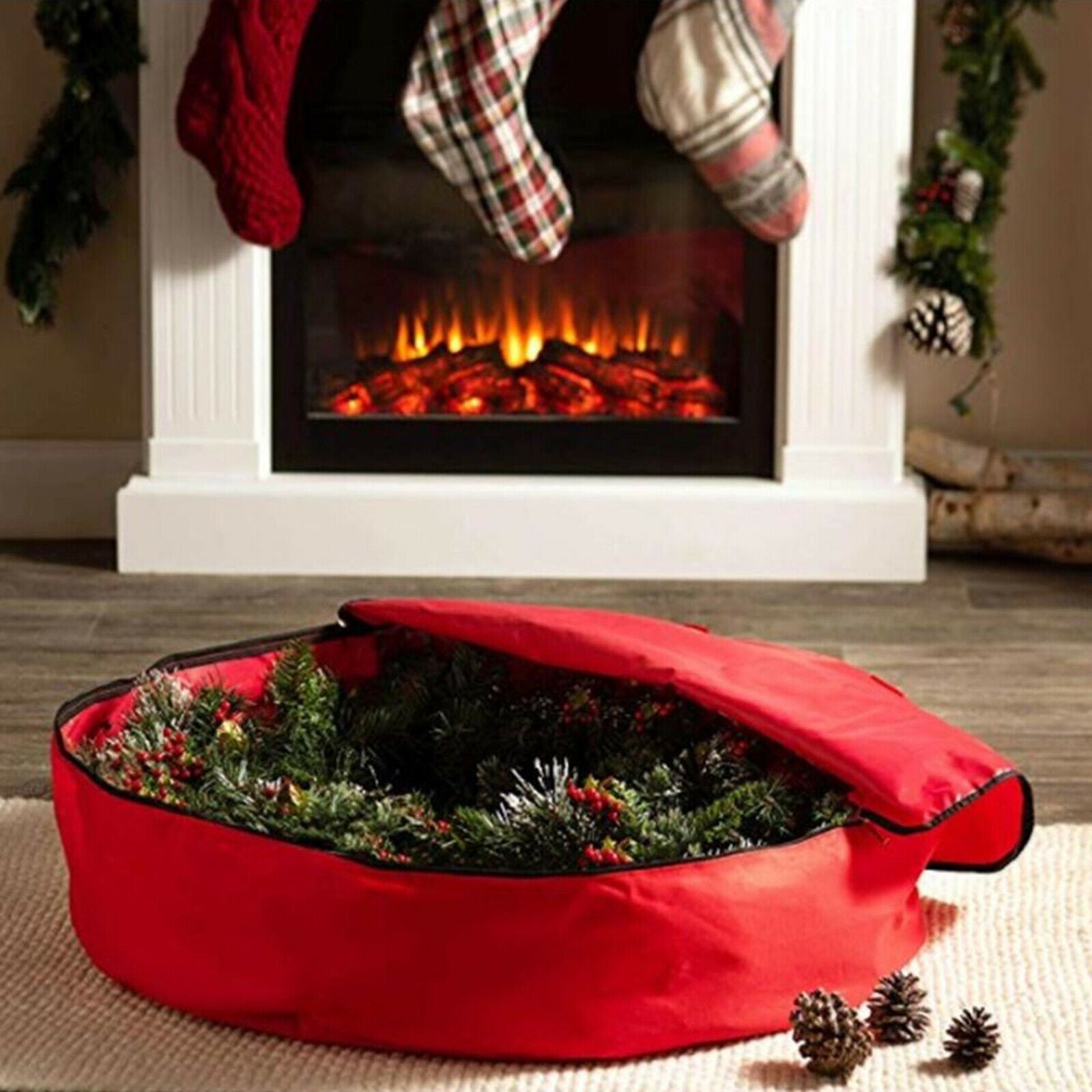 Christmas Wreath Storage Bag , Durable Oxford Cloth Easy to Slip the wreath in
