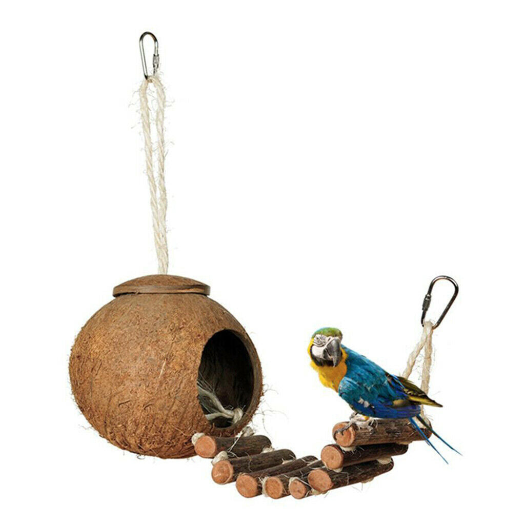 Cute Natural Coconut Bird Nest Bird House Fedder Toys for Indoor Outdoor