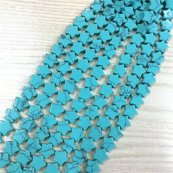 1 Strand/20Pcs 13x5mm Green Turquoise Pentagram Star Spacer Loose Beads HH658