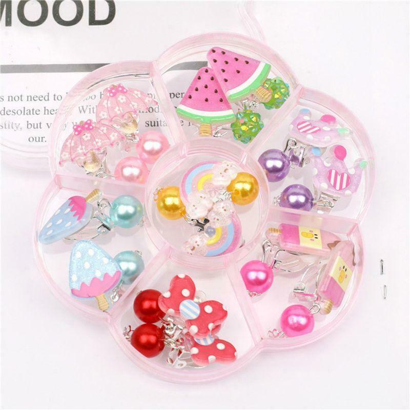 7 Pairs Mini Lovely Ear Clips for Girls Hypoallergenic Kids No Piercing Earrings