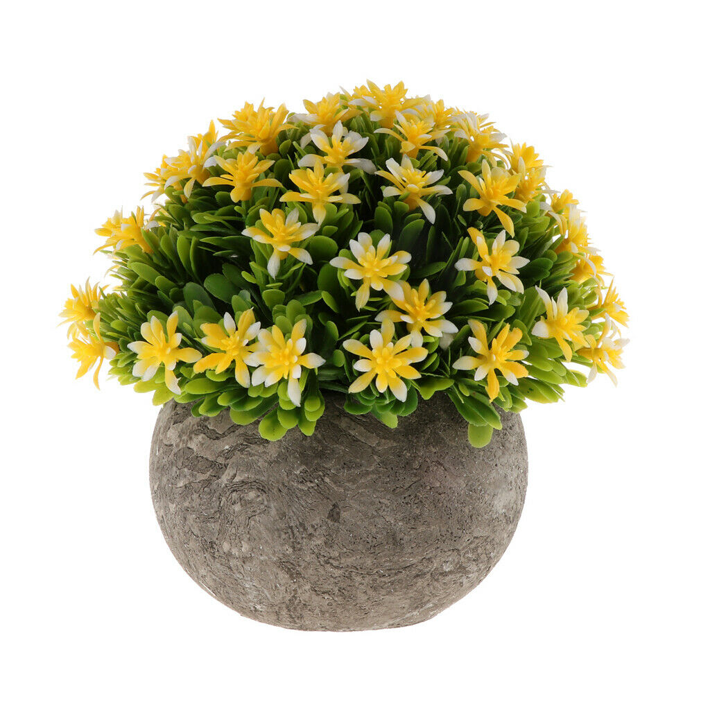 Artificial Gypsophila Potted Flower Plastic Mini Plants Home Decor Yellow