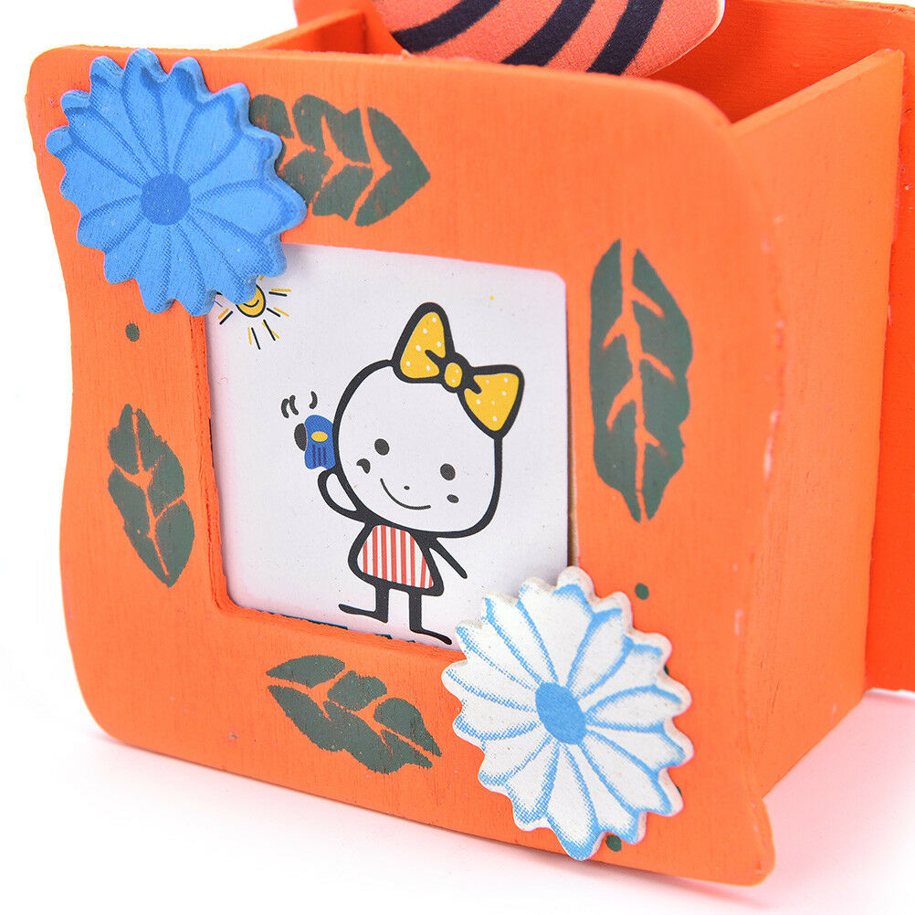 Cute Wooden Pen Pencil Holder Stationery Organizer Storage Office Contain WF