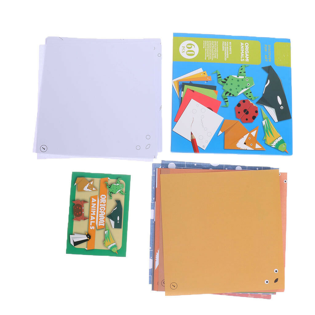 60 Pieces Cute Animals Patterns Origami Paper with Vibrant Colors for Kids
