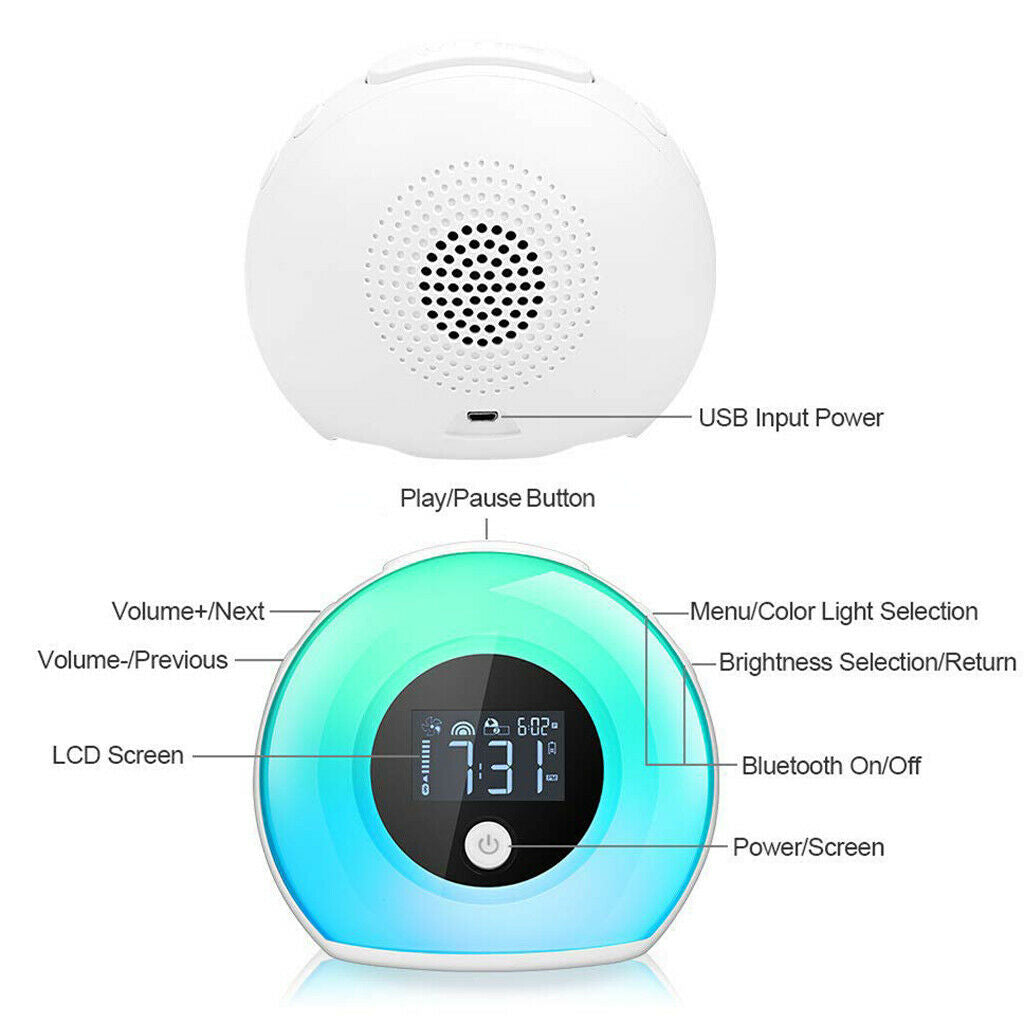 for Night Light with Bluetooth Speaker 5 Color Changing Bedside Lamp Gifts