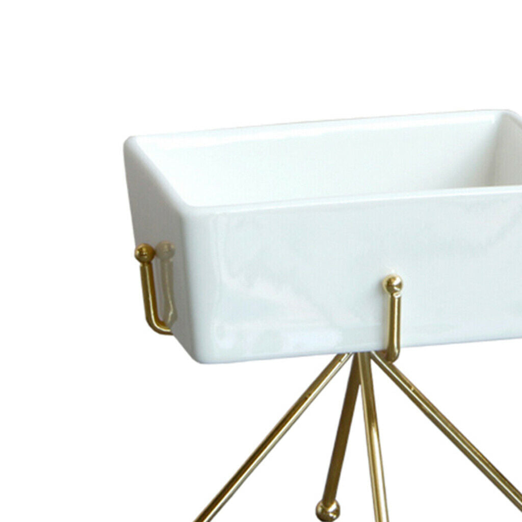 Storage Box Ceramic Makeup Jewelry Sewing Organizer Bin with Golden Rack