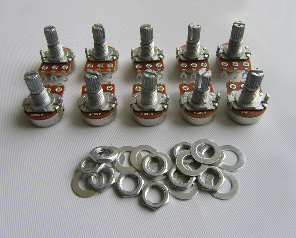 10x Audio 500K Electric Guitar Mini Pots Short Split Shaft Potentiometer A500K