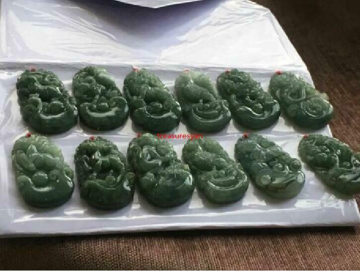 12pcs  Certified 100% Natural A jadeite jade Hand-carved Pendant A+