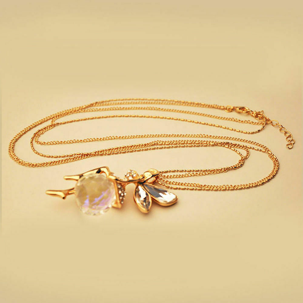 Fashion Women Crystal Fairy Angel Wing Pendant Long Chain Sweater Necklace Gift