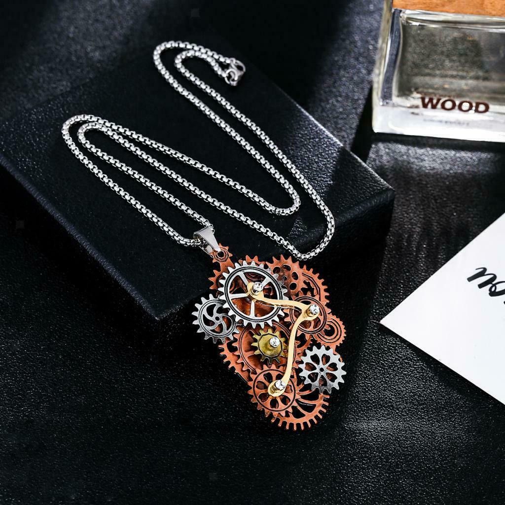 Steampunk Necklace Pendant Choker 24” Chain Party Prom Jewelry Cool Gift
