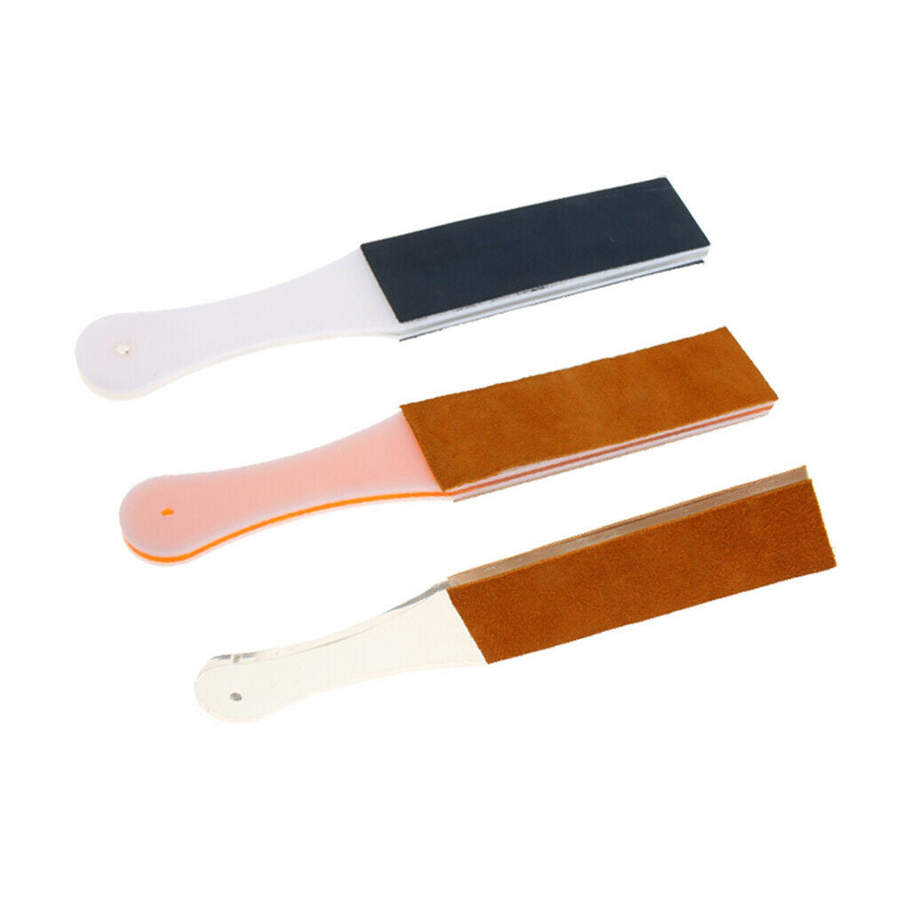 Acrylic Handle Leather Sharpening Strop Coarse 2 Sides For Razor Dark Blue