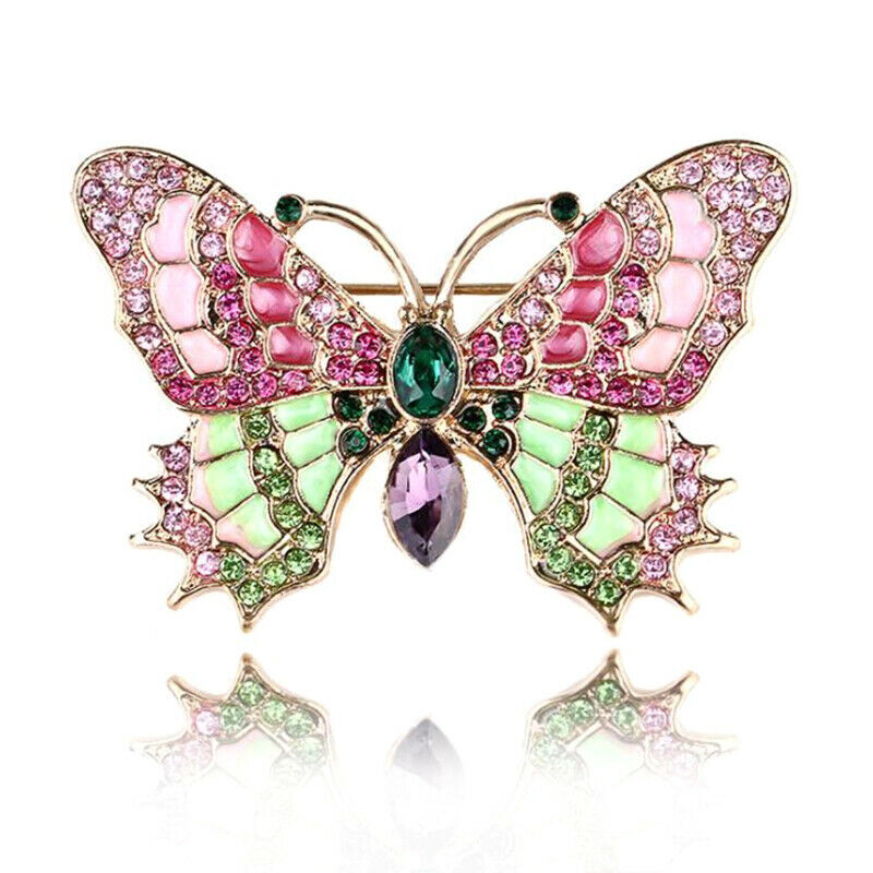 Colorful Enamel Cute Retro Butterfly Rhinestone Crystal Brooch Pin Jewelr.l8
