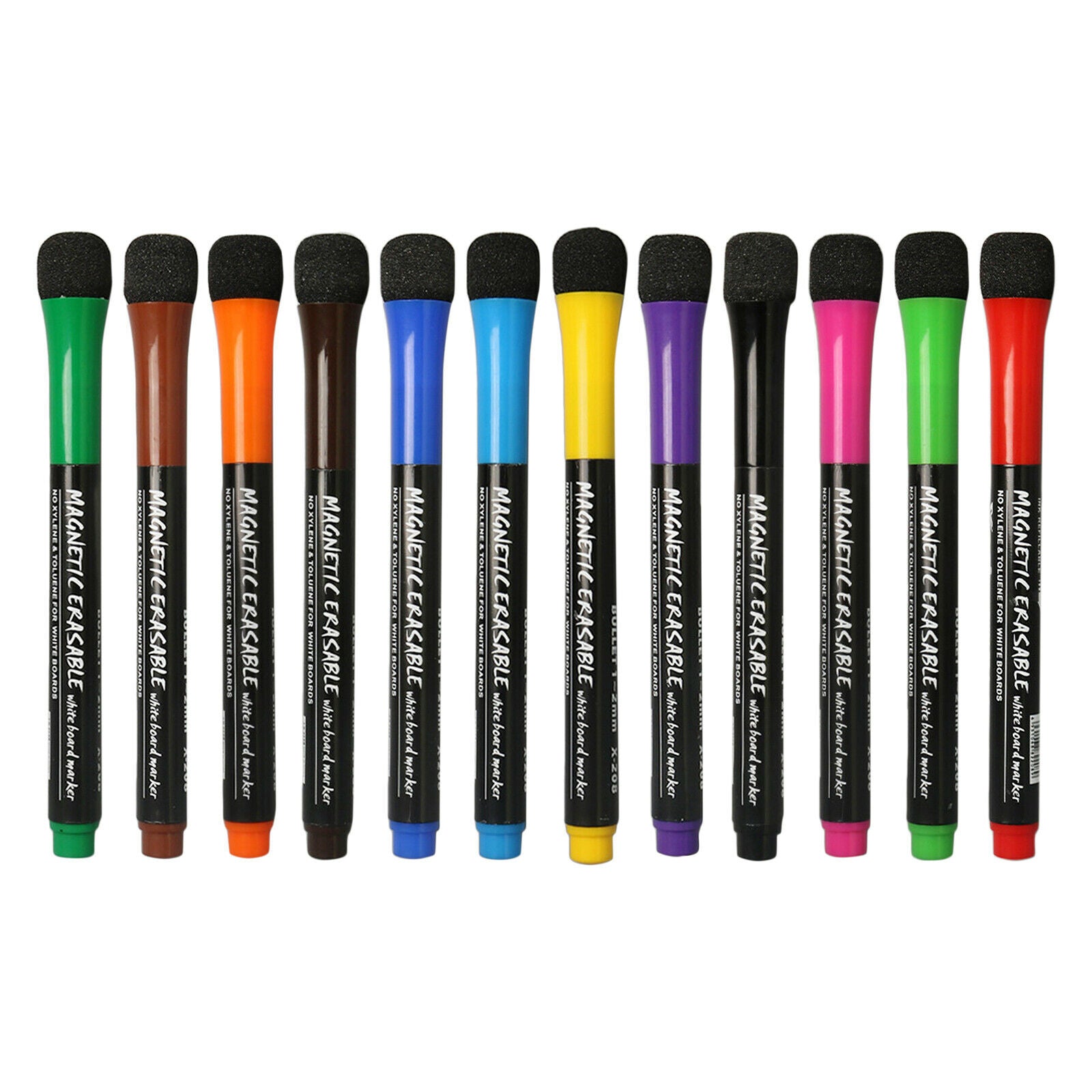 12 Colors 1.5mm Dry Erase Whiteboard Markers Erasable Low Odor Fine Tip