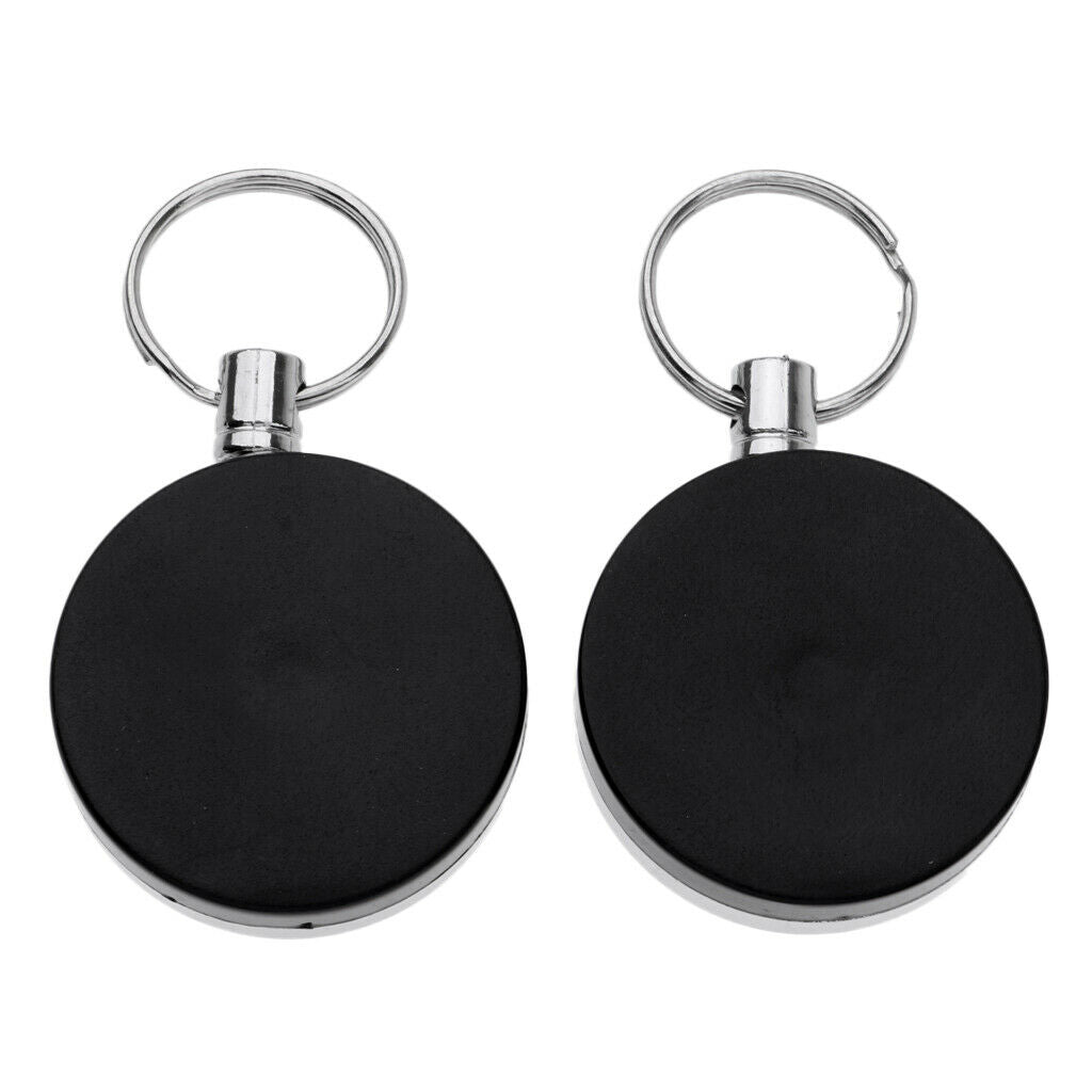 2pcs Retractable Keychain Reel Badge Holder Steel Ring with