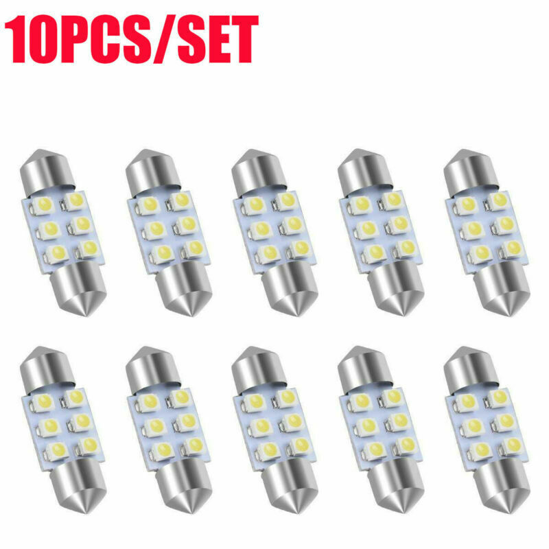 10 Pcs 31MM Festoon LED White Dome Map License Interior Light Bulbs DE3175 3022