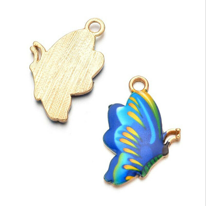 10Pcs Mixed Color Enamel Butterfly Charm Animal Pendant DIY Handmade Jewe-hg Kt
