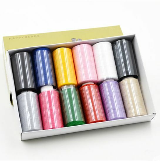12pcs (1XBox) Spools Multi Colors Overlocking Sewing Thread, Sewing thread pack