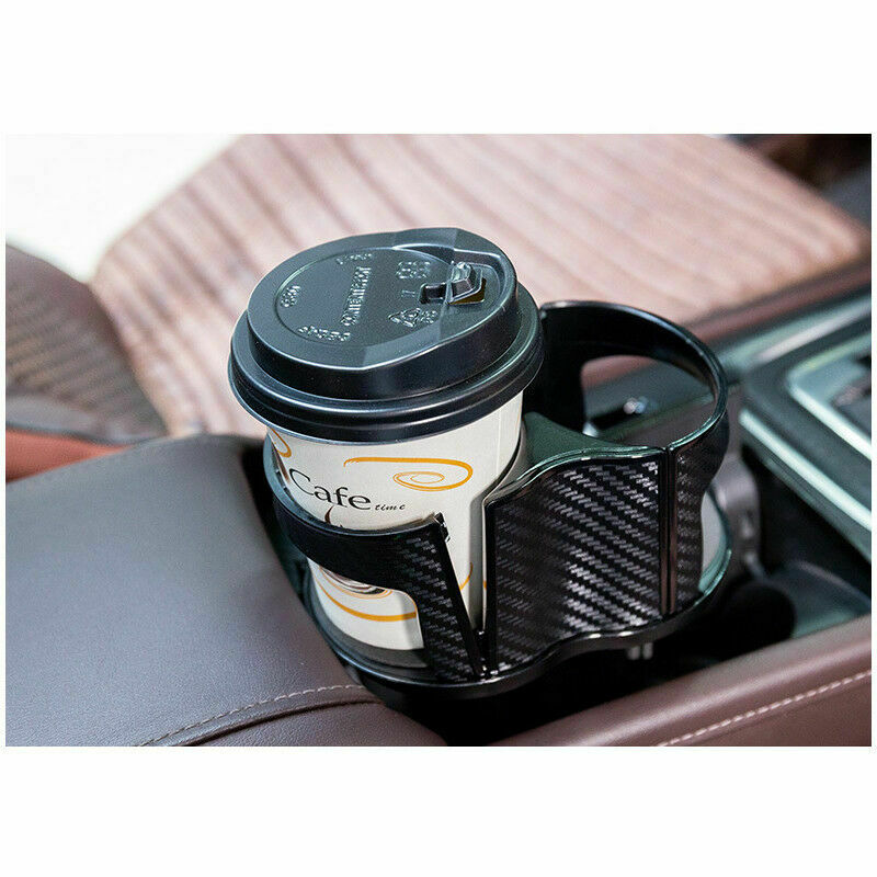 Car Center Console Multi Cup Holder Drinks Bottle Holder Case Carbon Fiber Color