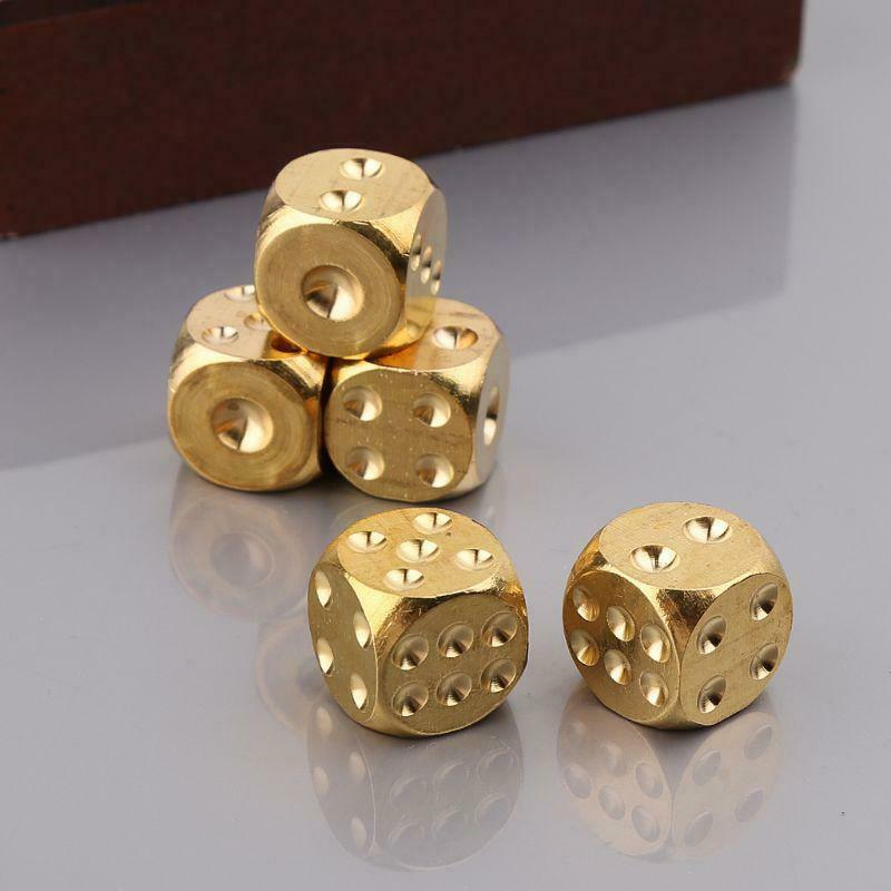 1pc Solid Polished Brass Dice 20mm Metal Cube Copper Poker Bar Board Game Gift