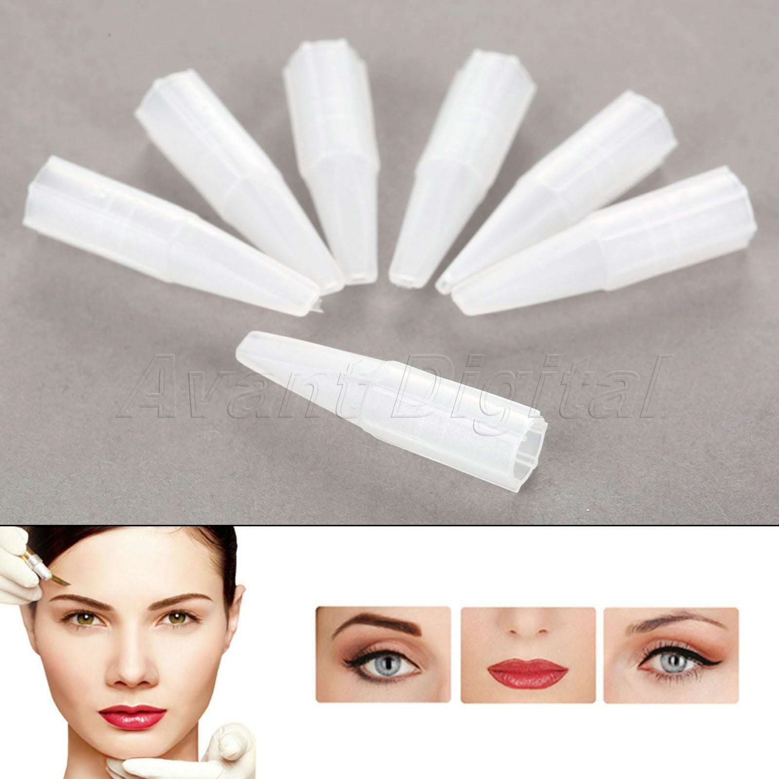 50pcs Convenient Pro Tattoo Needle Nozzle Tips Flat Mouth 3F Eyebrow Tattoo Tube