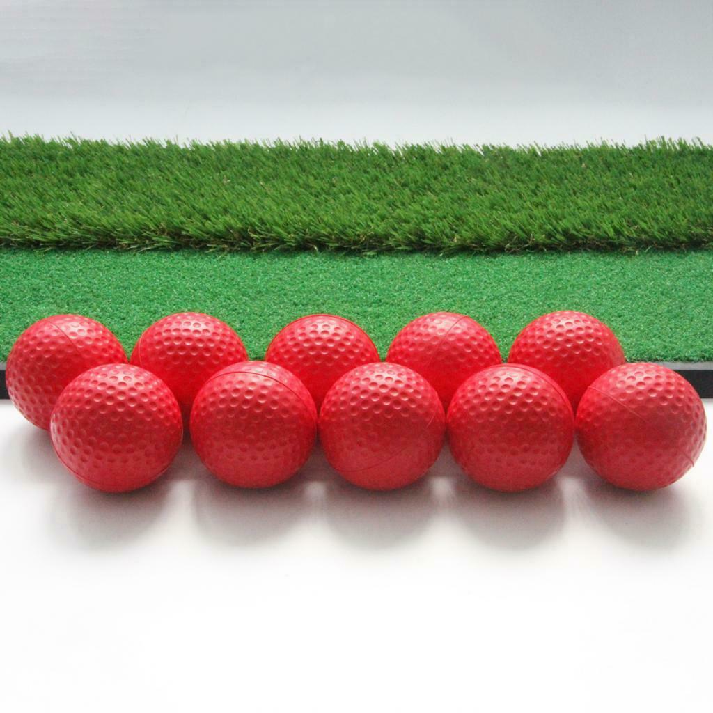 10 Pieces Practice Golf Ball PU Dimpled Elastic Training Golf Ball Red