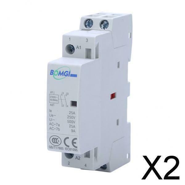 2X Household AC Modular Contactor BCH8-25A 2P 25A 2NO 50/60Hz 230V