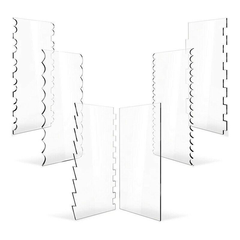 6 Pieces Acrylic Cake Scraper Decorating Contour Comb Cake Edge Smoother TooO5J2