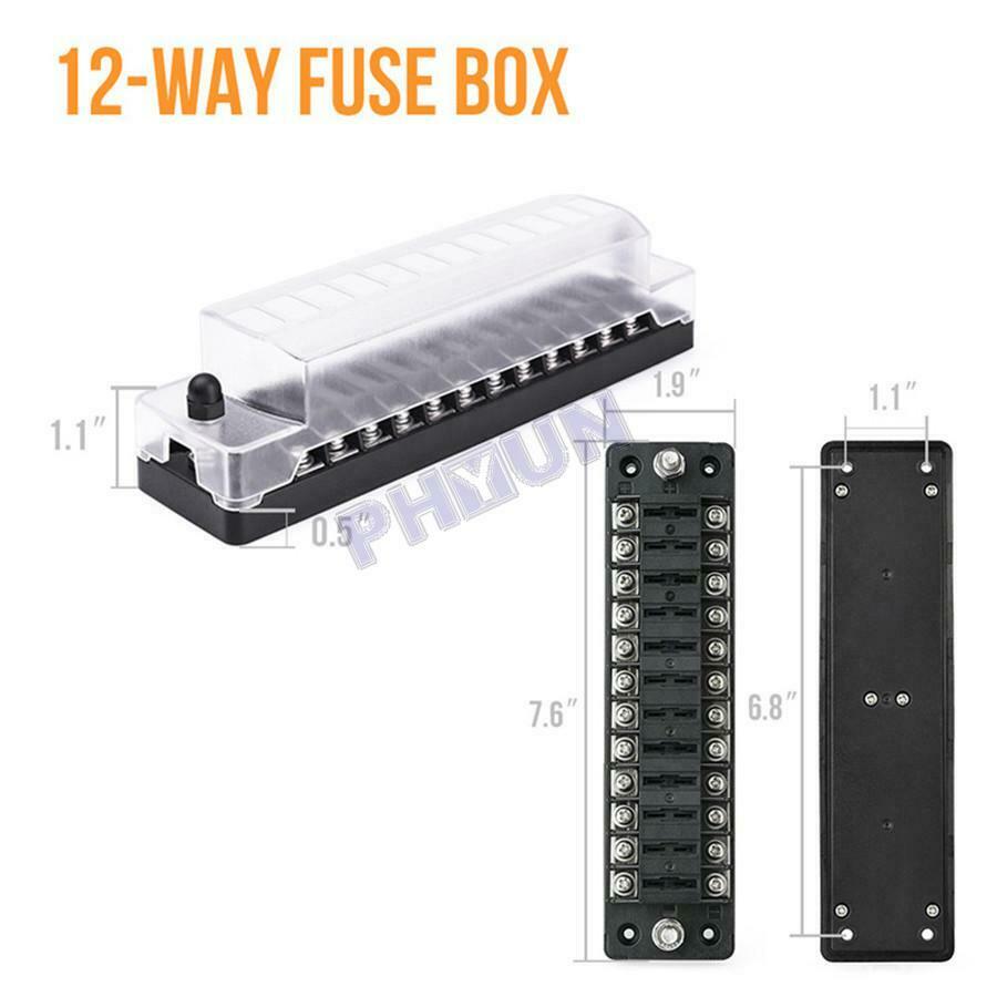12 Way DC12V-32V Car Circuit Blade Block Terminal Fuse Box For Truck Marine Boat