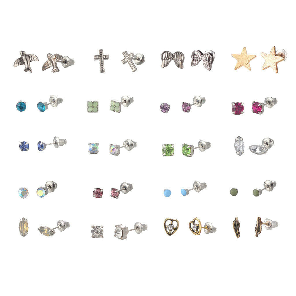 20 Pairs Minimalist Women Teens Girls Ear Studs Earrings Fashion Jewelry Set