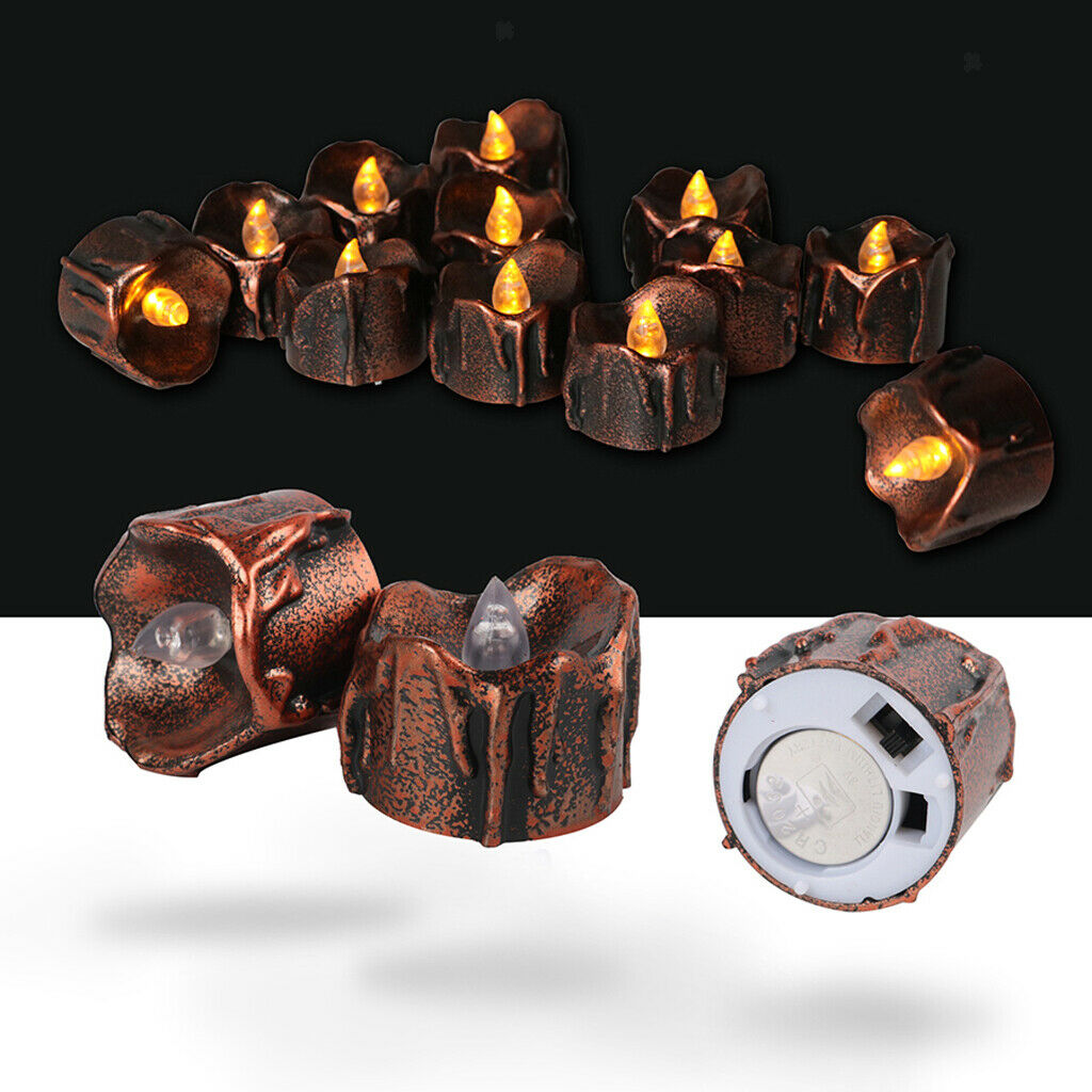 12Pcs Battery Operated LED Flameless Flickering Warm White Tea Light Candles