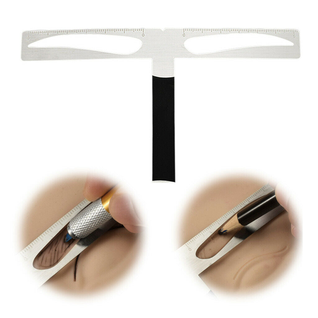 2 Type Stainless 3 Point Permanent Makeup Tool Eyebrow Caliper Stencil Ruler