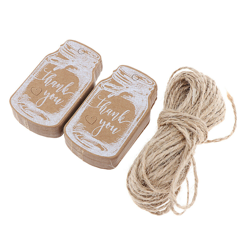 50pcs Kraft Paper Drift Bottle Thank You Gift Tag Labels   DIY
