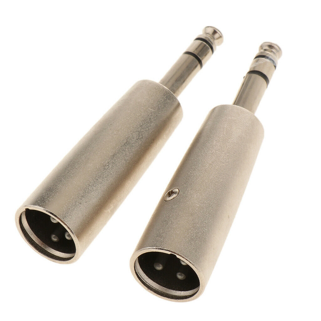 1 Pair / 2x 3Pin XLR Male Plug Connector to 6.35mm Mono Male   Audio