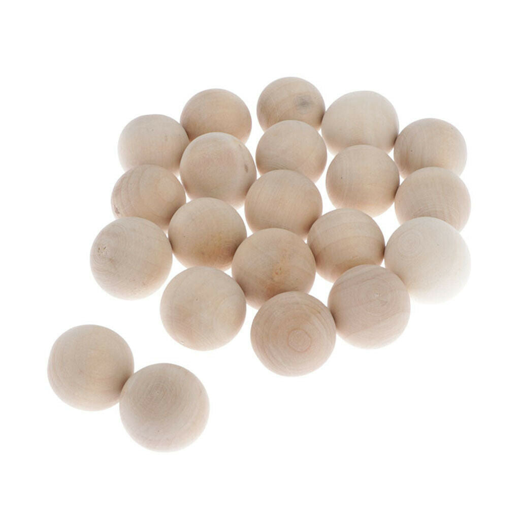 10x Unfinished Natural Wooden Spacer Beads Round Ball for DIY Craft Jewelry 30mm