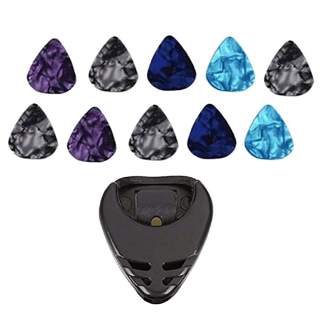 For Acoustic Guitar Electric Guitar Bass-Stick-on Holder+10 Pcs Guitar Picks