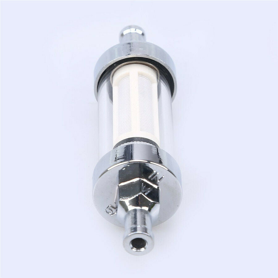 1 Pc Metal & Glass 8mm 5/16'' Motorcycle Fuel Gas Filter Reducing Engine Wear