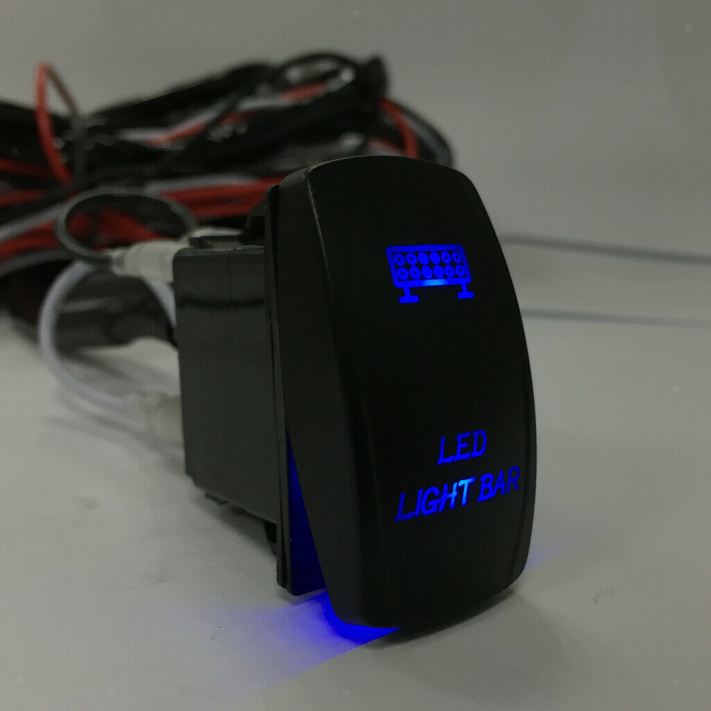 LED Light Bar Rocker Switch Blue Light ON-OFF For 12V/24V Vehicles