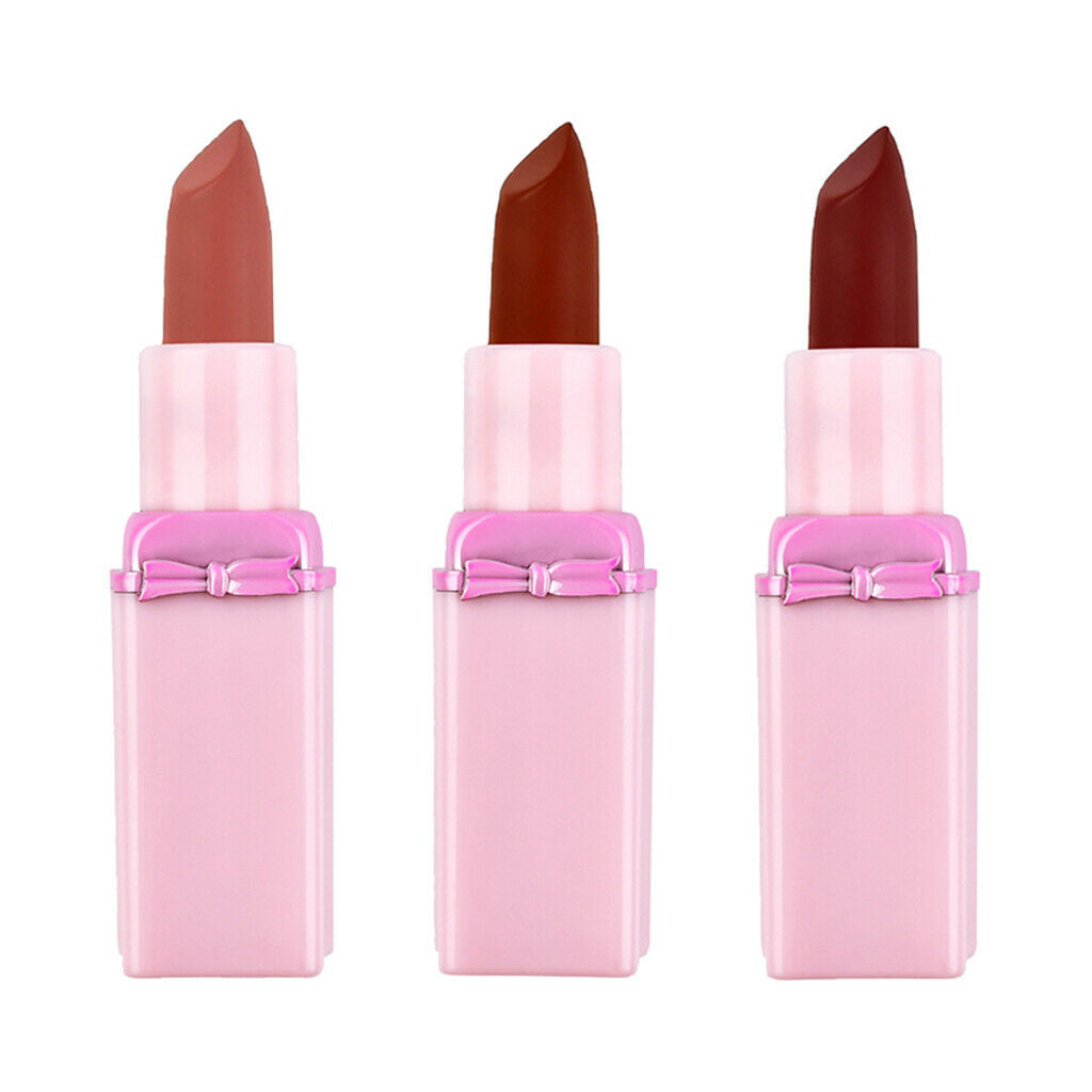 3x Non-sticky Matte Smooth Red Lip Stick Set Moisturizing Lipstick Lip Color