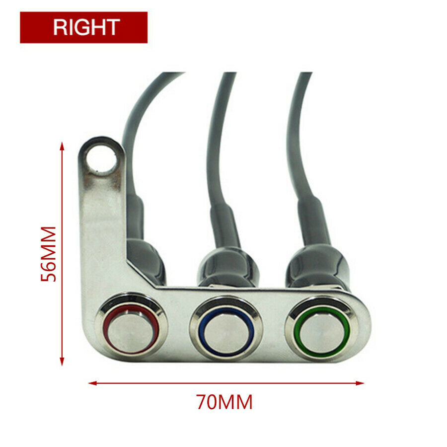 DC 12V 3 Button Motorcycle Right Side ON-OFF Momentary & Latching Action Switch