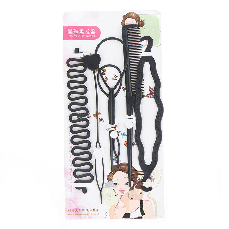 6pcs/set Hairstyle Braiding Tools Pull-through Hair Needle Hair Disk Hair.l8