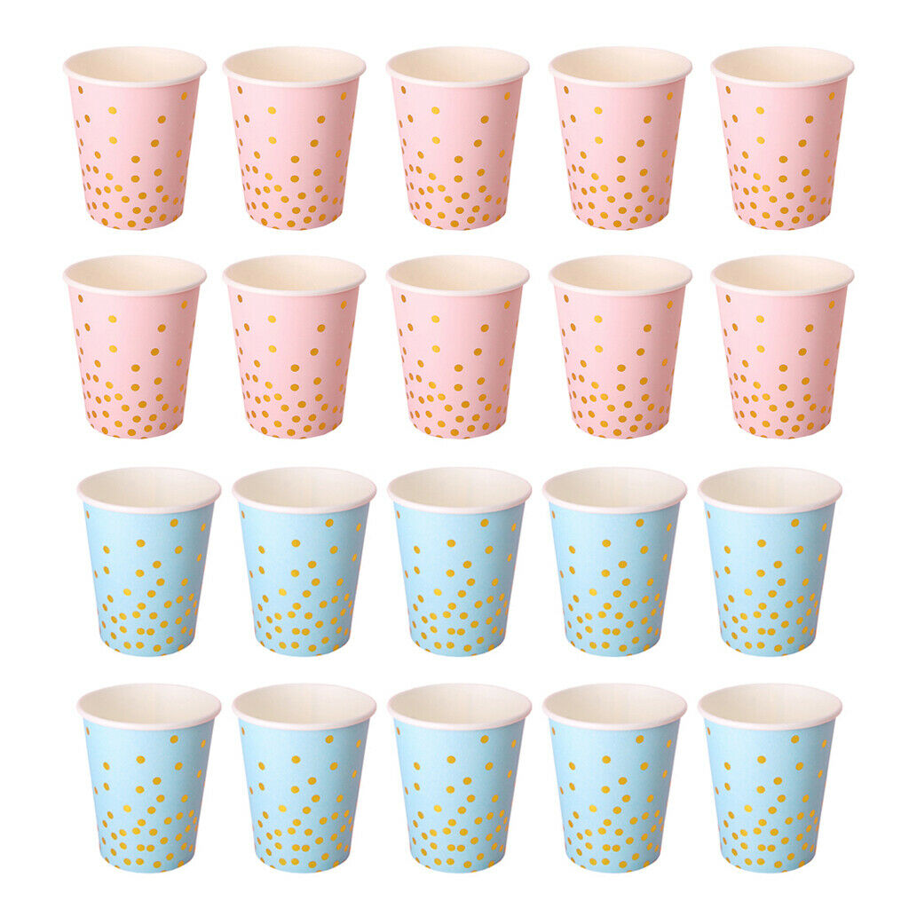 20pcs Dot Disposable Paper Cups Set - Cut Pink and Blue Cups with Dots for Baby