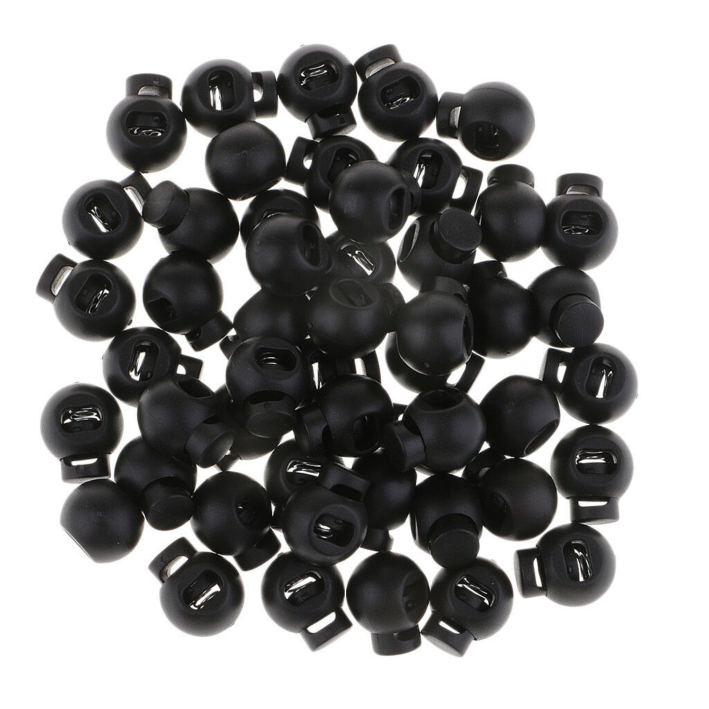 50Pcs Spring Loaded Plastic Toggle Stopper Cord Locks End Adjuster Fasteners