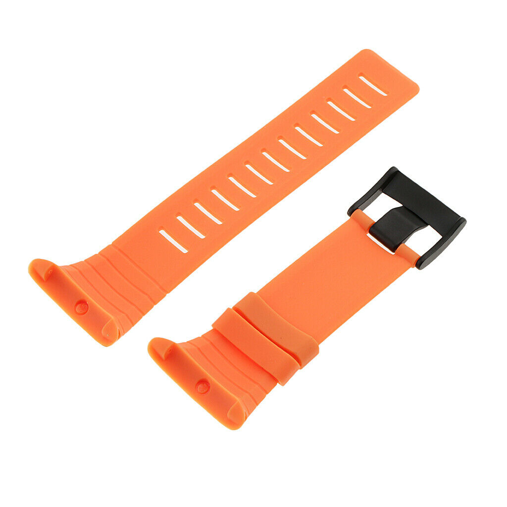 Silicone Watch Band Stainless Steel Tang Buckle 24mm for Suunto Core Orange