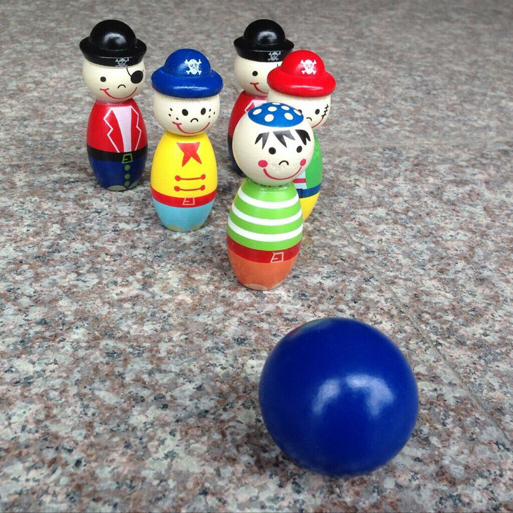 Colorful Mini Wood Bowling Game Set Family Fun Toys Children's